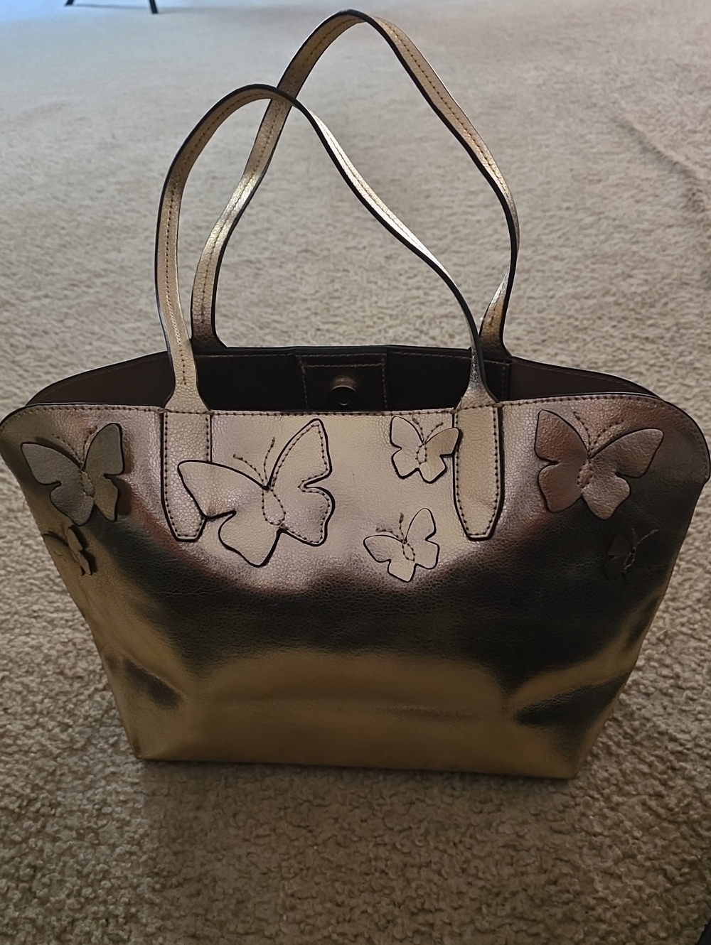 Metallic Gold Butterfly Tote Bag - Women Bags